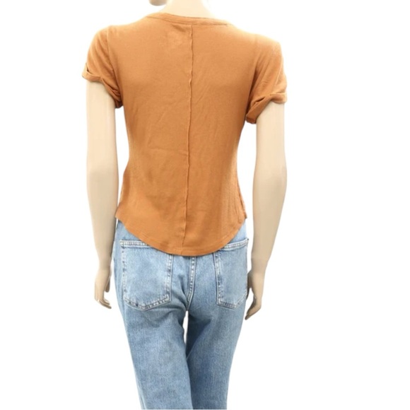 Anthropologie Pilcro Spliced Neck Tee Pressed Botanical Mustard Yellow Size M - Picture 8 of 11